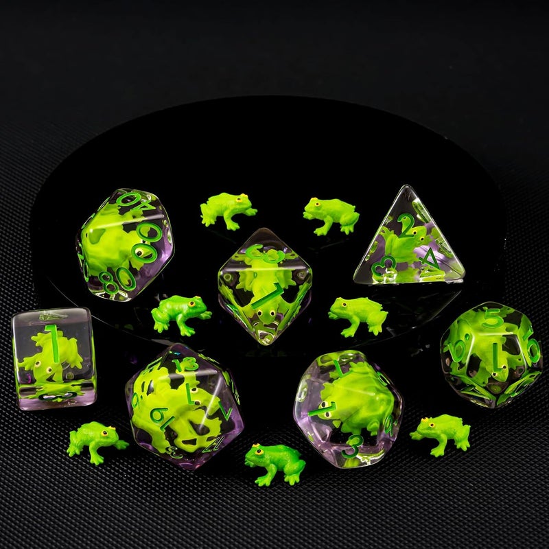 weyano Resin D&D Dice Set, Green Frog Animal Polyhedral Dice for Dungeons and Dragons, RPG, MTG DND 7-DIE (D4, D6, D8, D10, D12, D20, D%) for Ages 15 and Up - Image 5